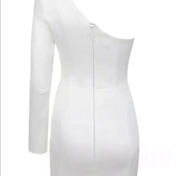 House CB 'Tiffany' White One Shouldered Mini Dress - Picture 10 of 16